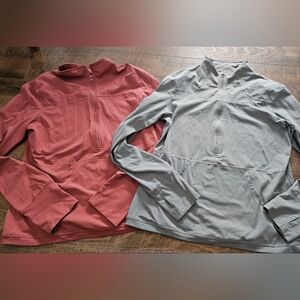 ZYIA Half-Zip Sweatshirts in Dusty Rose and Light Gray